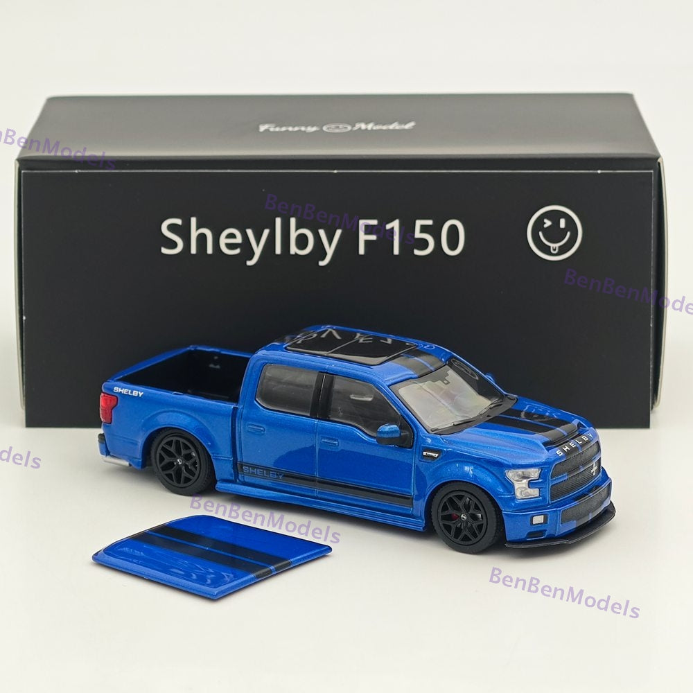 Funny Model 1/64 Ford SHELBY F-150 Shelby Super Snake Pickup Diecast Model Blue