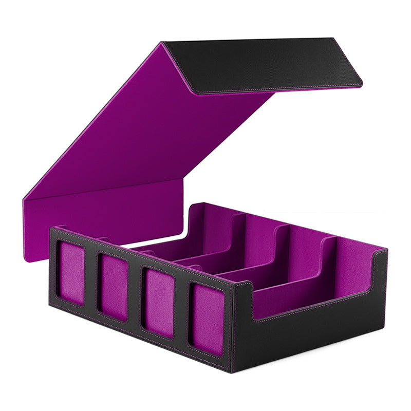 Large Capacity 4 Compartment Magnetic PU Card Storage Box with Display Windows Holds 3000+ TCG Trading Cards Deck Box