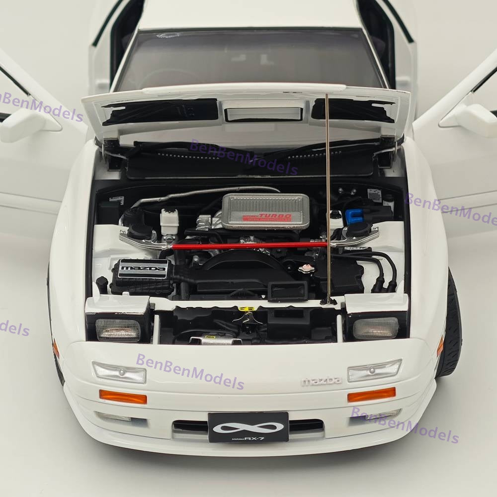 1/18 TopArt MODEL MAZDA RX7 FC3S 1989 White Diecast Model Toy Car Gifts