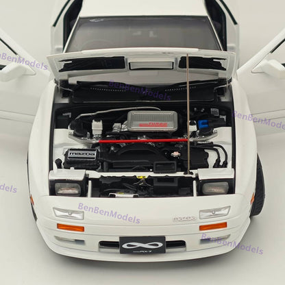 1/18 TopArt MODEL MAZDA RX7 FC3S 1989 White Diecast Model Toy Car Gifts