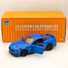 Répliques de modèles à l'échelle 1/18 DM Ford Mustang GT 2019 Bleu RHD Voiture moulée sous pression Miniature Cadeaux de passe-temps