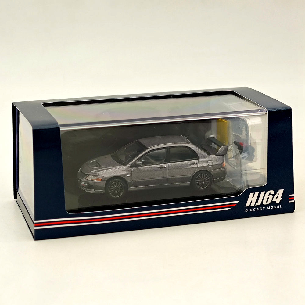 Hobby Japan 1:64 Lancer GSR Evolution IX MR with Engine Display Model Medium Purplish Gray Mica HJ647054MP Diecast Model Car Limited Collection