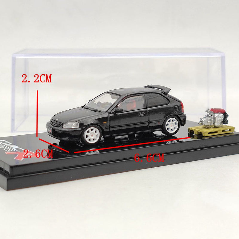 Hobby Japan HJ642016BK 1/64 Honda Civic TYPE R (EK9) With Engine Display Model