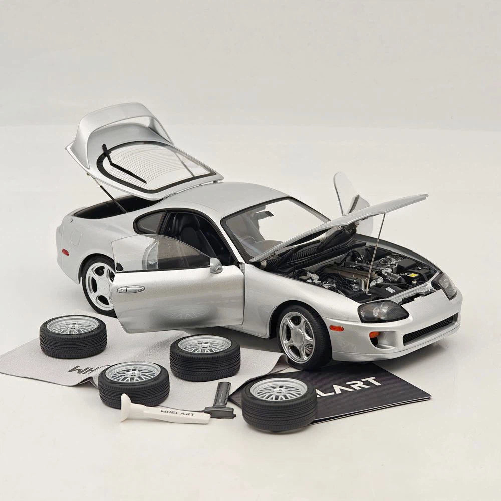 WHELART 1/18 Supra A80 RHD Silver Coupe Full-open type Diecast Model Car Limited Collection