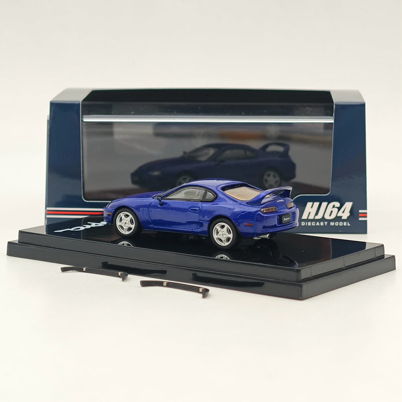 Hobby Japan 1/64 Toyota SUPRA RZ JZA80 with Active Spoiler Parts Blue HJ642042BL Diecast Models Car Collection