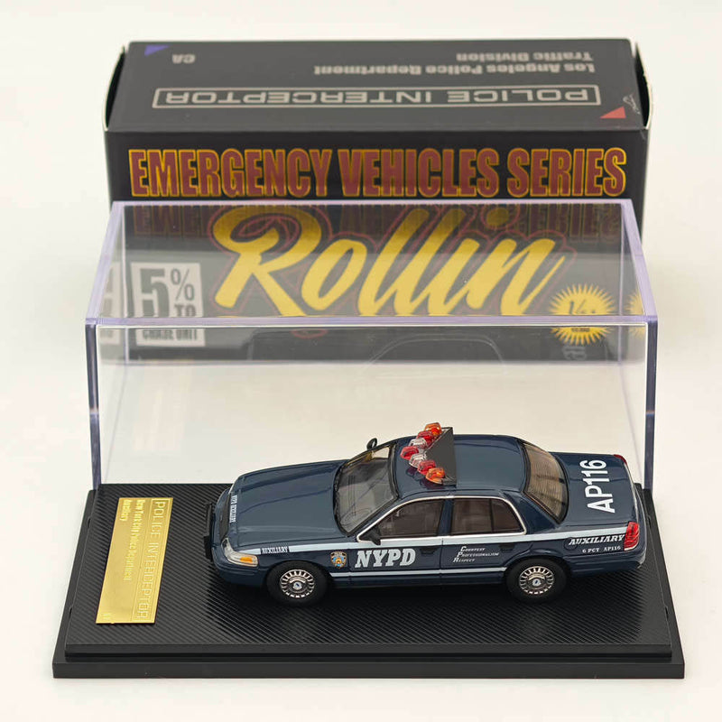 Rollin 1:64 Ford CV NYPD/LAPD Police Car Victoria Crown Diecast Toys Car Models Miniature Hobby Collectible Gifts