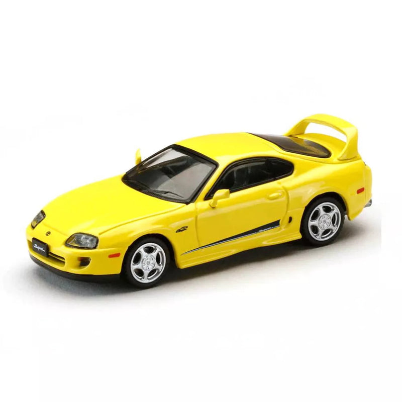 Hobby Japan 1/64 Toyota SUPRA RZ JZA80 GENUINE CUSTOMIZED VER with ActiveSpoiler Yellow HJ643042Y Diecast Models Car Collection