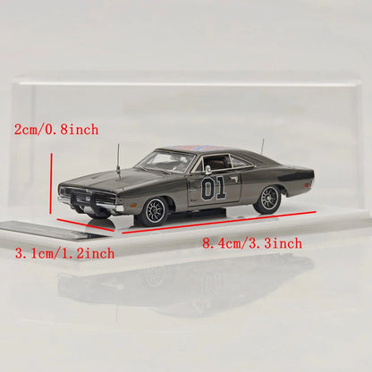 Mini Forge 1:64 General Lee Charger 1969 Limited Chrome Silver & Chrome Silver-Gray Edition Diecast Model Car