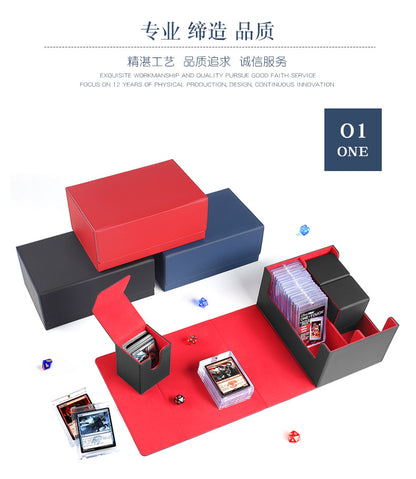 Magnetic PU Dual Compartment Card Storage Box Large Capacity for PTCG CCG OCG TCG 35PT Card Slabs