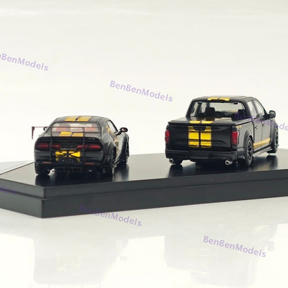 GT SHOW 1:64 Shelby F150 & Hellcat Black/Gold "American Power" livery Diecast Metal Limited Edition