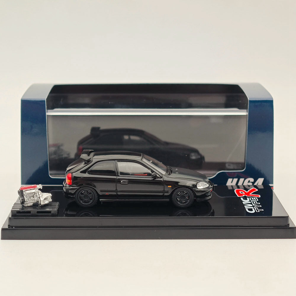 Hobby Japan 1:64 Honda Civic Type-R (EK9) Custom with Engine Diecast Car Collection Auto Toys Gift Black(Ships from the United States)