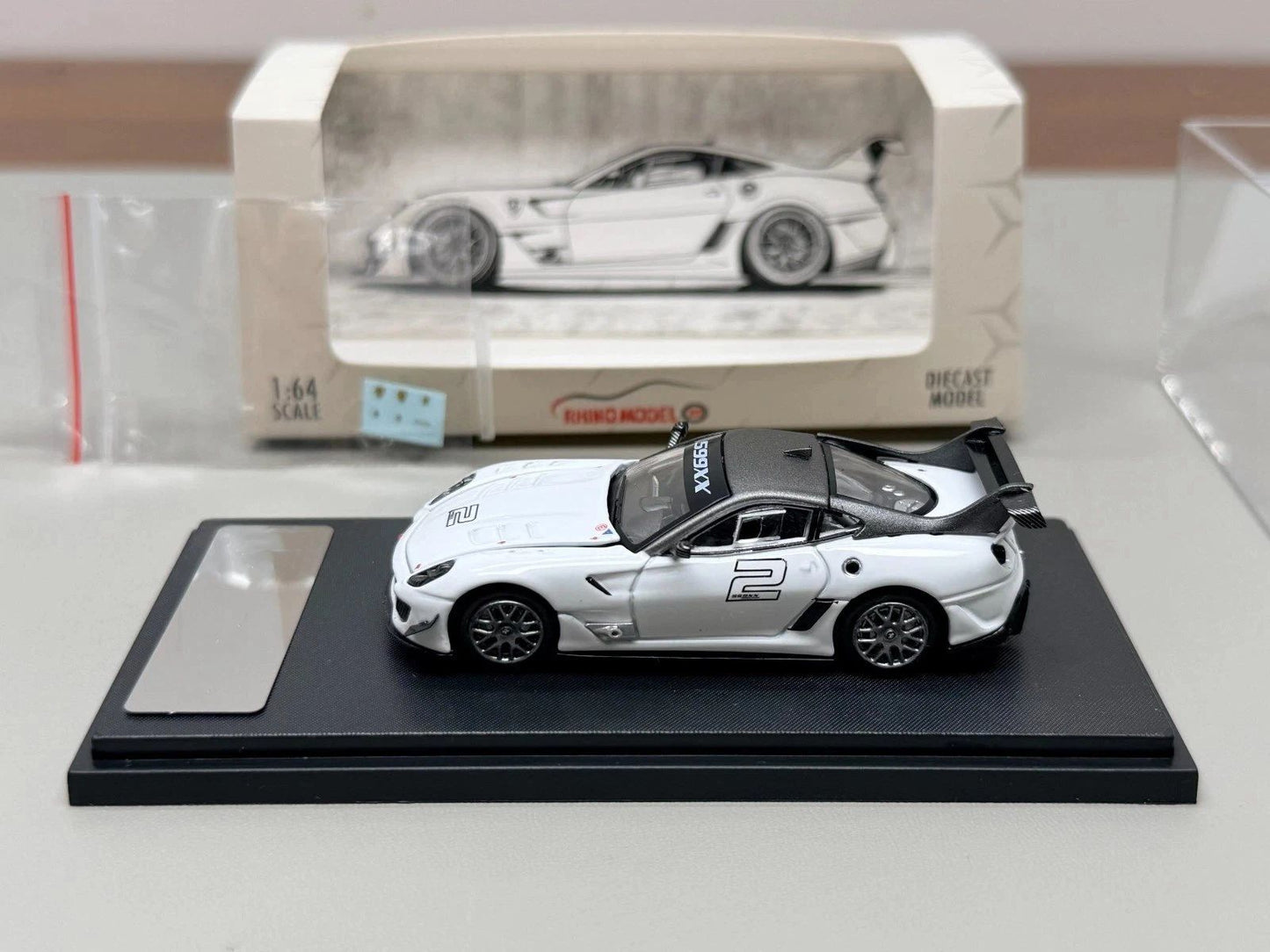 Rhino Model RM 1:64 599XX Racing Sports Model Diecast Metal Car with Openable Hood