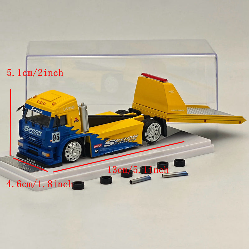 1:64 SH KamaZ Spoon Sports Flatbed Tow Truck Yellow Diecast Model Car Limited