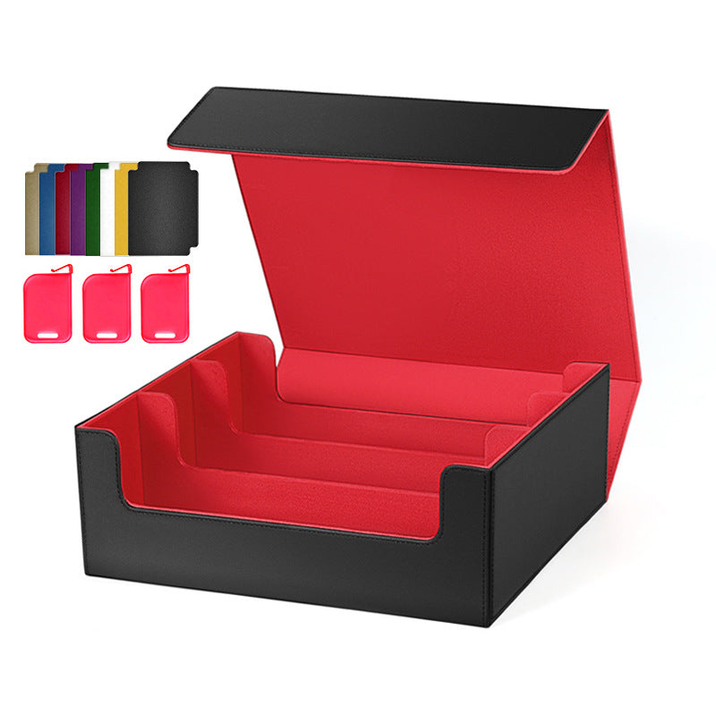 3 Grid PU Leather Magnetic Trading Card Storage Box 1800+ Cards with Separators