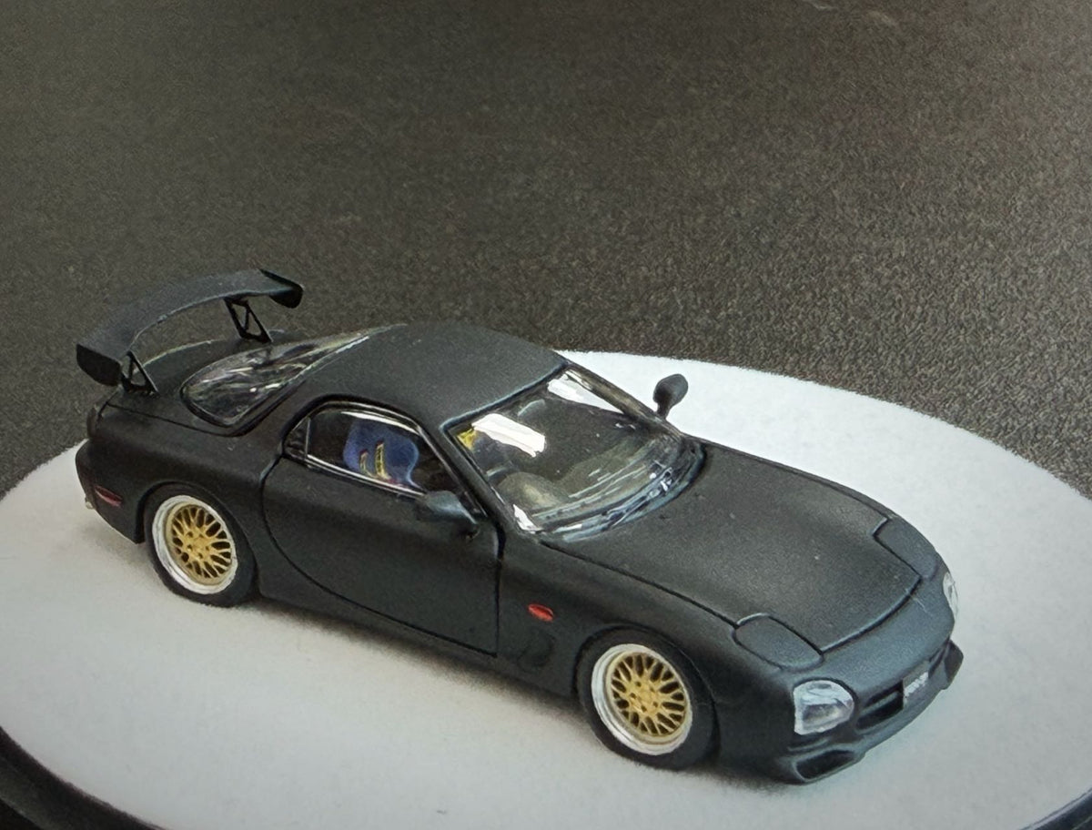 PGM 1:64 Mazda RX7 Regular/Luxury Matte Black Can Open The Doors and Covers