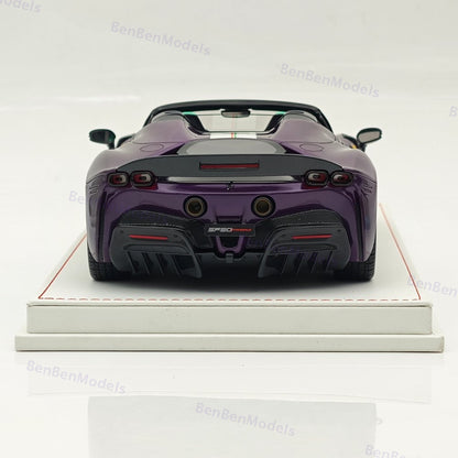 CE 1/18 Ferrari SF90 Spider Supercar Car Purple Resin Model Limited Collection