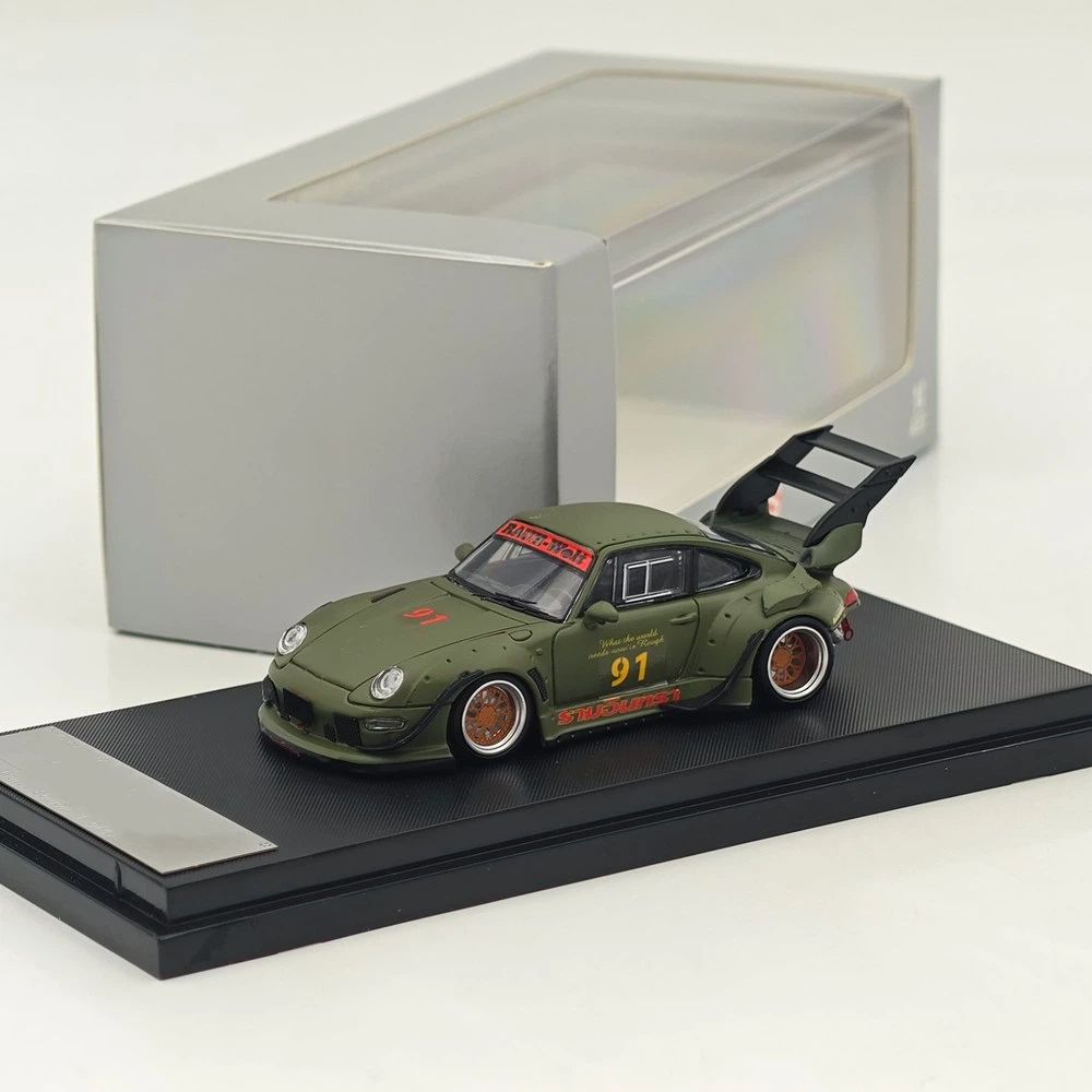 1:64 SW 993 911 #91 Matte Green Low & High Wing Diecast Model Car Collection