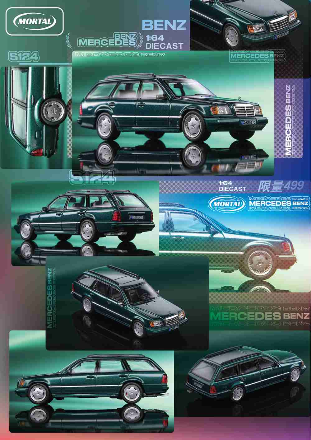 Mortal 1:64 Mercedes-Benz S124 Wagon Diecast Toys Car Models