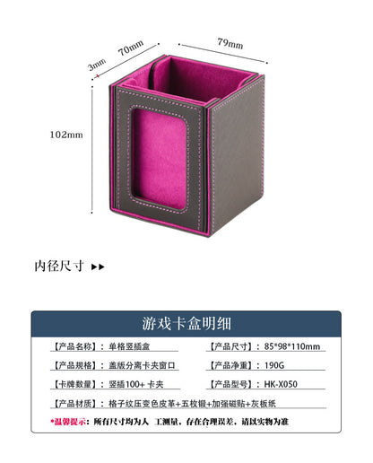 Portable Magnetic PU Deck Box Vertical Side Loading with Front View Window for TCG CCG Trading Cards