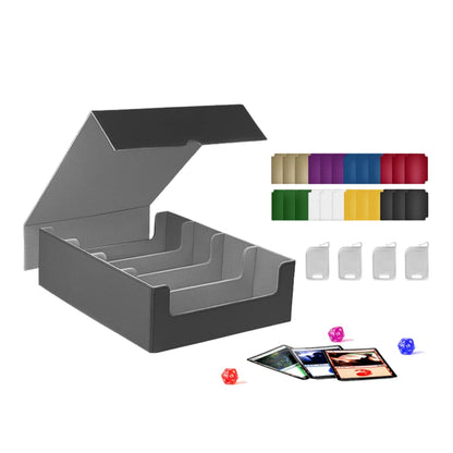 Large Capacity 4 Slot Magnetic PU Trading Card Storage Box Multi Compartment Organizer For TCG Collectible Cards