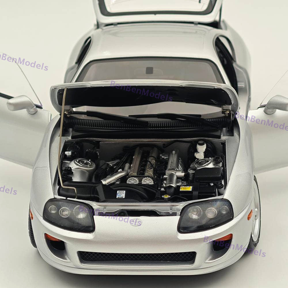 Toyota Supra A80 LHD Silver Coupe Full-open type Diecast Model Car 1/18 WHELART