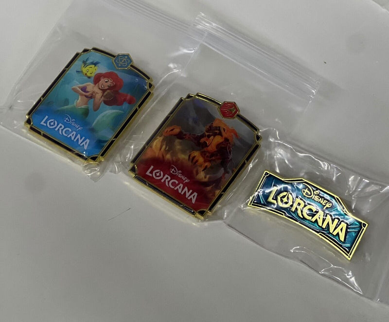 Disney Lorcana Challenge Promo Pin 3x Ariel Scar League First Season Set New