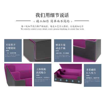 Large PU Leather TCG Deck Box Magnetic Closure, Removable Dice Tray & Card Slots