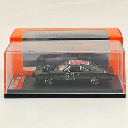 Mini Forge 1:64 1969 Charger General Lee Black with 1600 HP Twin-Turbo LS Diecast Motor