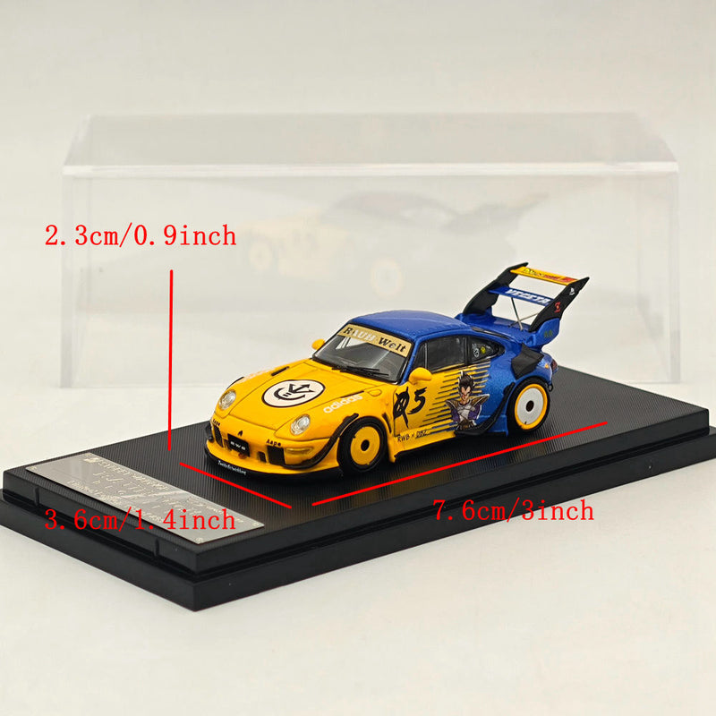 Street WARRIOR SW 1:64 Dragon Ball RWB 993 911 Racing Sports Yellow Model Diecast Metal Car Collection