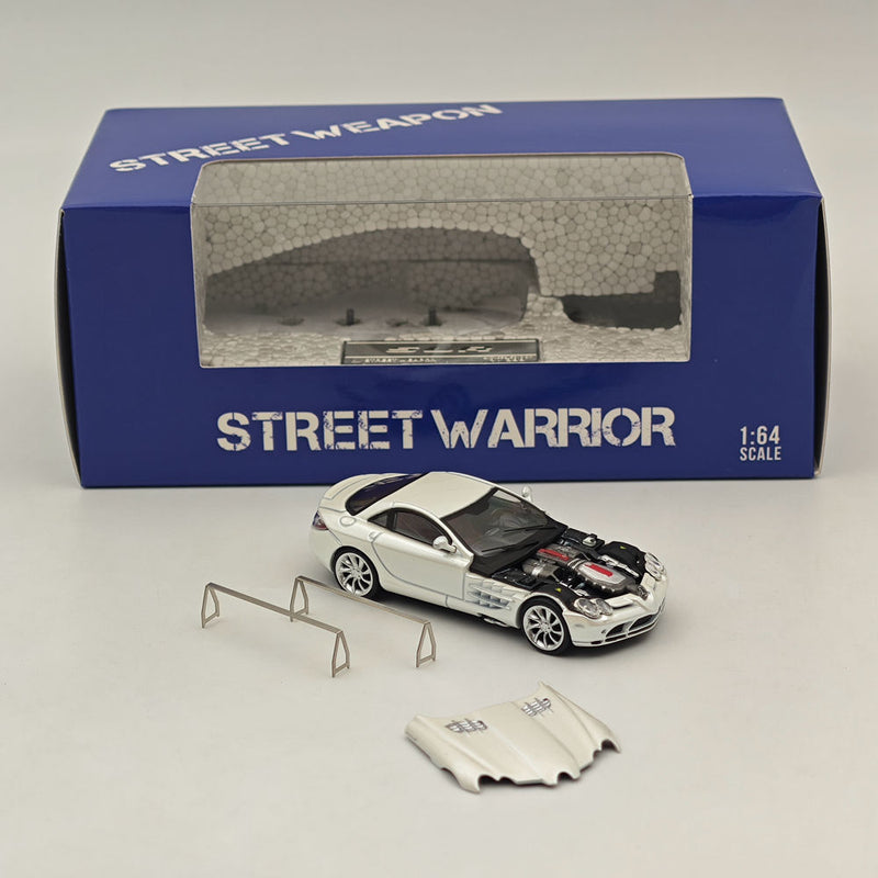 1:64 STREET WARRIOR Mercedes SLR McLaren White Diecast Model Car Limited