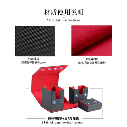 Portable Magnetic Flip Trading Card Box Grid Texture PU Leather Card Organizer Multi-function Game Card Storage Deck Case