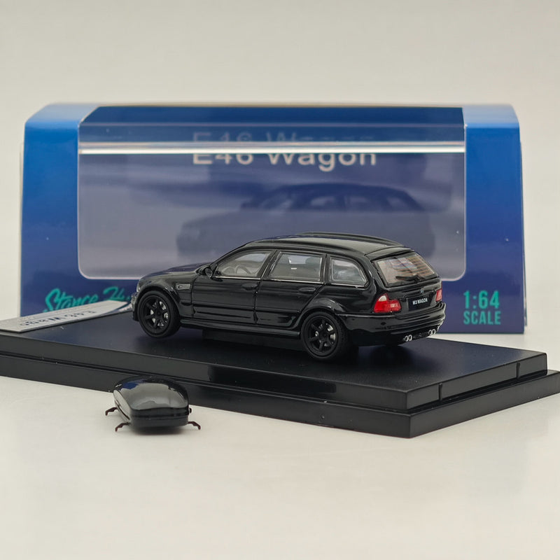 1:64 SH E46 Wagon Metallic Black Diecast Model Car Limited Collection