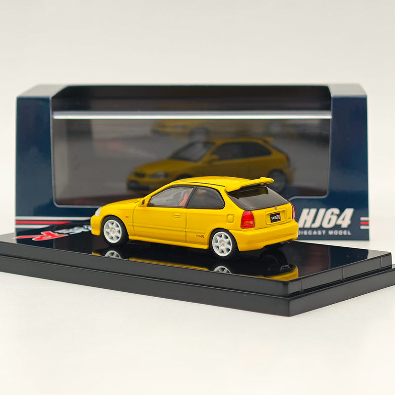 Hobby Japan 1/64 Honda CIVIC TYPE R (EK9)1997 Sunlight yellow HJ643016AY with Engine Diecast Models Car Collection