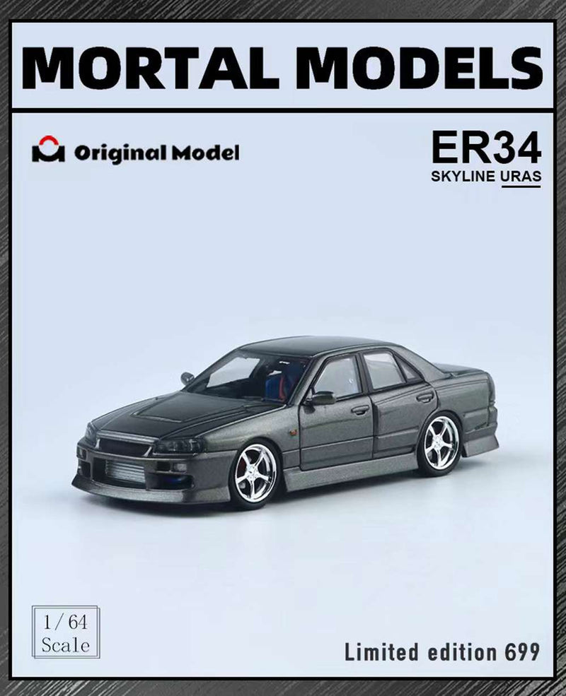 Pre-sale Mortal & OM 1:64 Nissan ER34 uras SKYLINE Miniature Diecast Toys Car Models Hobby Collection Gifts Limited 699