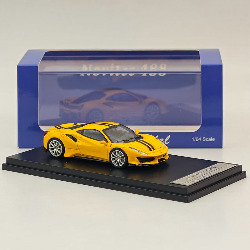 1:64 Ichilan Ferrari Novitec 488 Pista Yellow Super Racing Sports Model Diecast