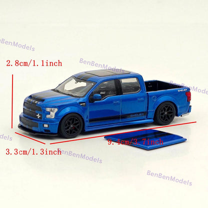 Funny Model 1/64 Ford SHELBY F-150 Shelby Super Snake Pickup Diecast Model Blue