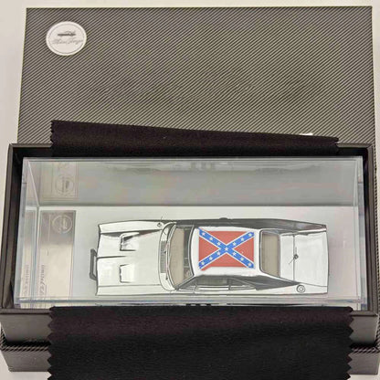 Mini Forge 1:64 General Lee Charger 1969 Limited Chrome Silver & Chrome Silver-Gray Edition Diecast Model Car