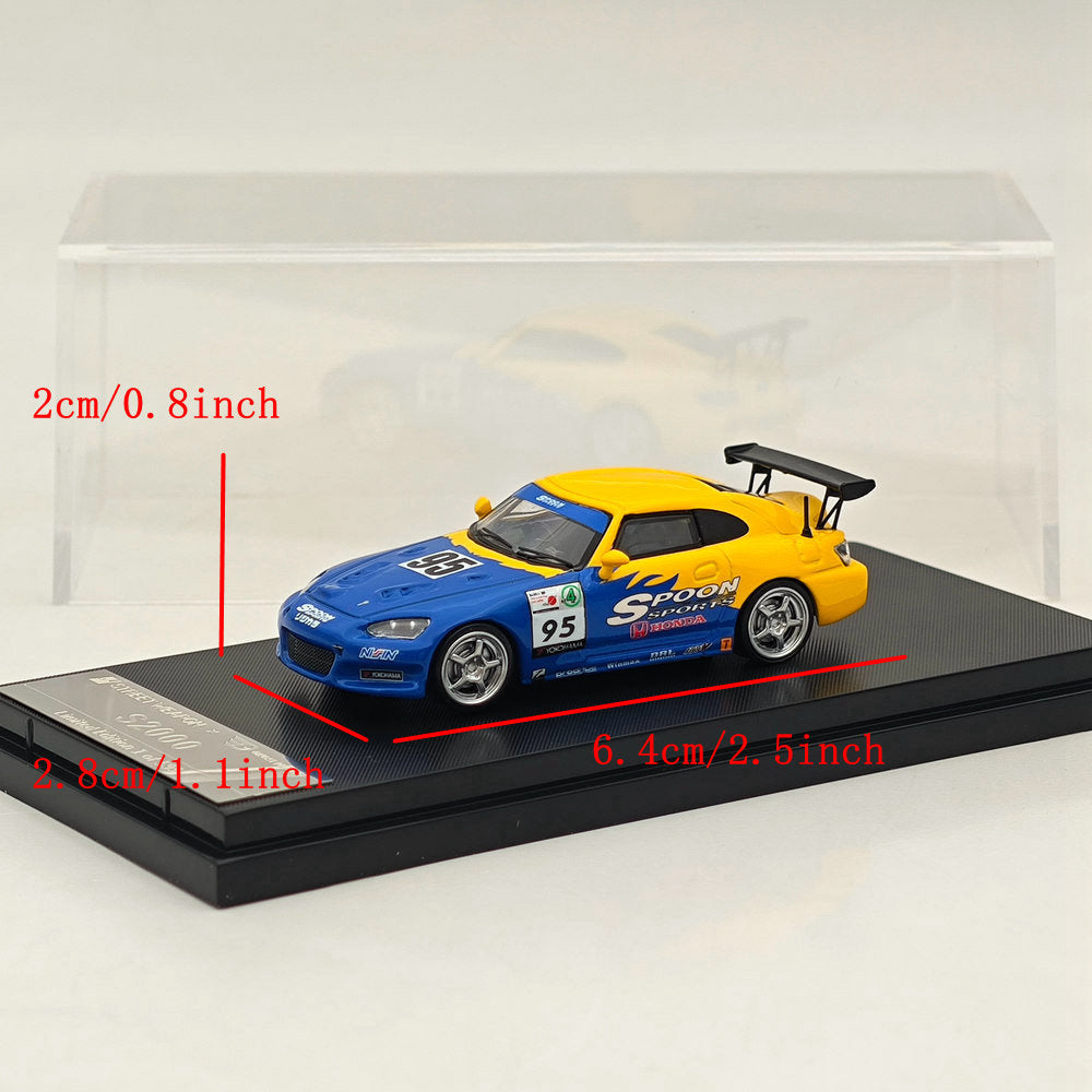 Modèle réduit de voiture moulée sous pression Honda EG6/S2000 SPOON bleu/jaune, édition limitée, échelle 1:64