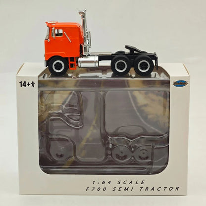 Top Self Replicas 1:64 Scale F700 Semi Tractor Trucks Orange Diecast Sleeper Model Car