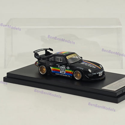 1:64 SW 911 RWB 993 Apple #89 Racing Sports Model Matt Black Diecast Model Car