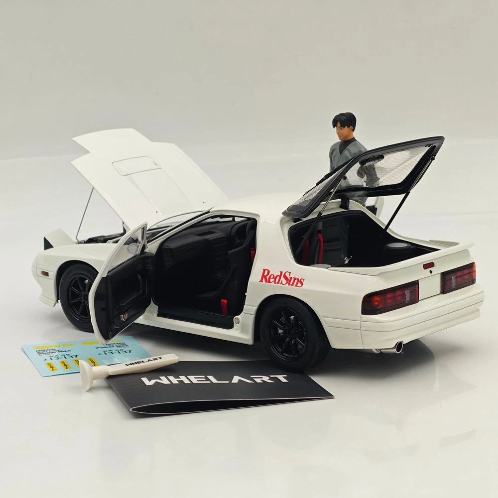 WHELART 1:18 RX7 FC3S Initial D 30e Anniversaire Voiture miniature en alliage + figurine