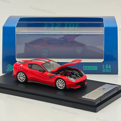 1/64 SH Ferrari F12 TDF Hood Opens Diecast Models Car Limited Red pull flower