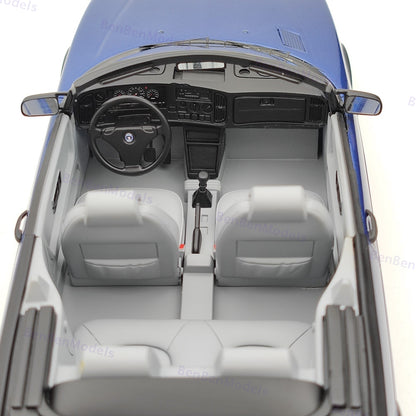 1/18 BOS 1987 Saab 900 Cabrio Blue BOS165 Resin Model Car Limited Collection