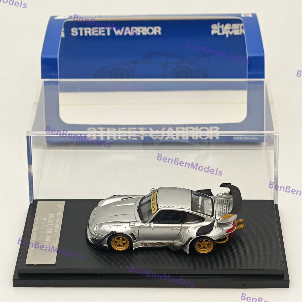 Street WARRIOR 1/64 RWB 993 RAUH-Welt Heavenly Silver Short Wing Diecast Model