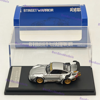 Street WARRIOR 1/64 RWB 993 RAUH-Welt Heavenly Silver Short Wing Diecast Model
