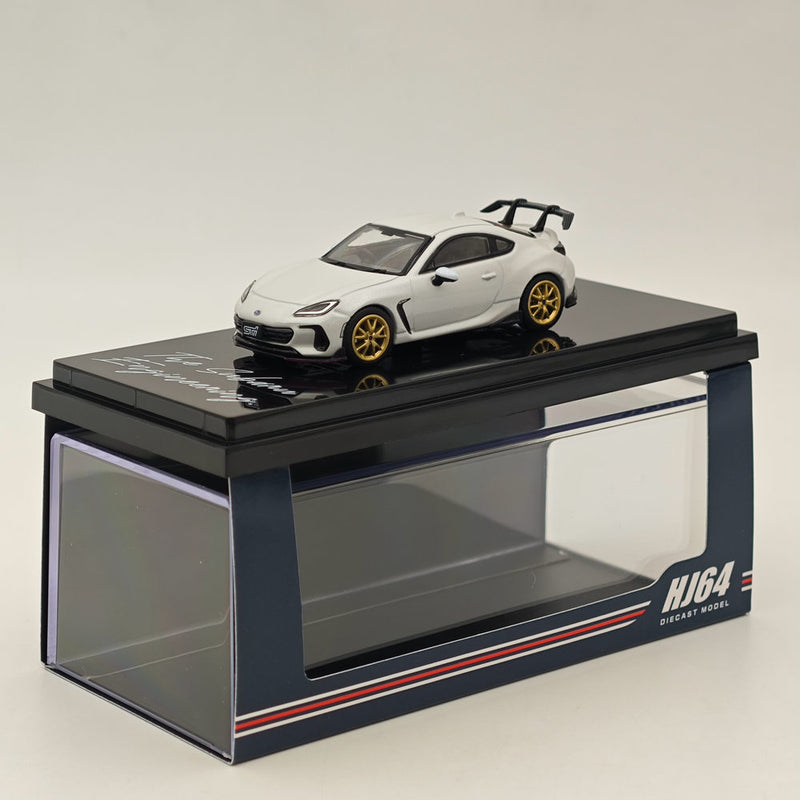 Hobby Japan 1:64 SUBARU BRZ STI Performance Crystal White Pearl with Stripe HJ642047SW Diecast Models Car Collection