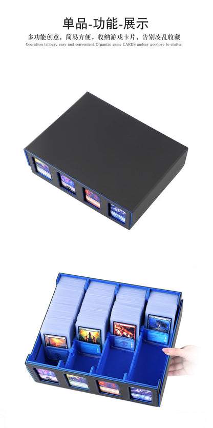 Large Capacity 4 Compartment Magnetic PU Card Storage Box with Display Windows Holds 3000+ TCG Trading Cards Deck Box