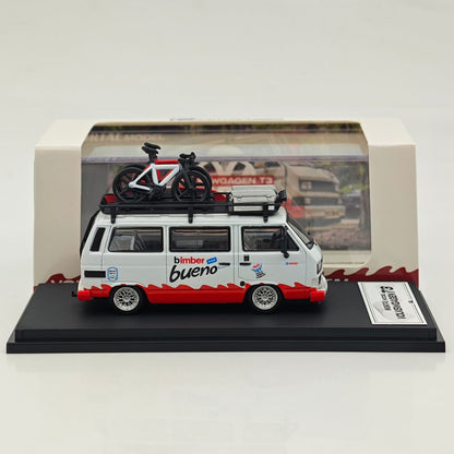 Mortal 1/64 Alloy Car Model - Lowrider Volkswagen T3, Tiffany Blue & White/Orange & Pink/Chocolate Bueno Color, 999 Units Limited, with Accessories