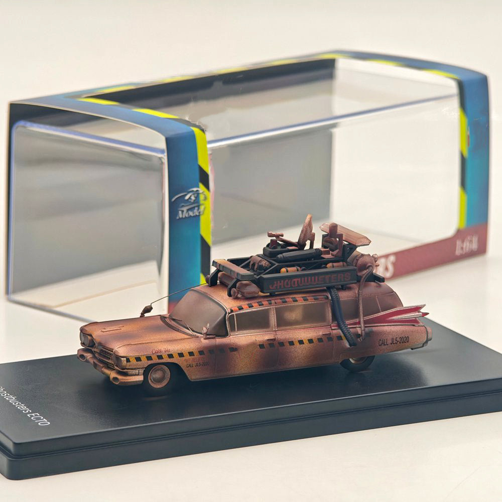 YS 1/64 Ghostbusters ECTO-1A Dirty version second generation Diecast Model Car Miniature Collection