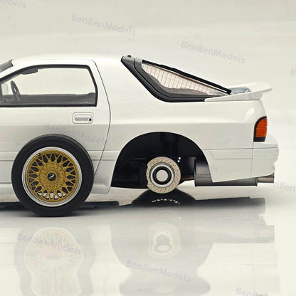 TopArt MODEL 1:18 MAZDA RX7 FC3S 1989 White / Gold Wheels Diecast Model Car